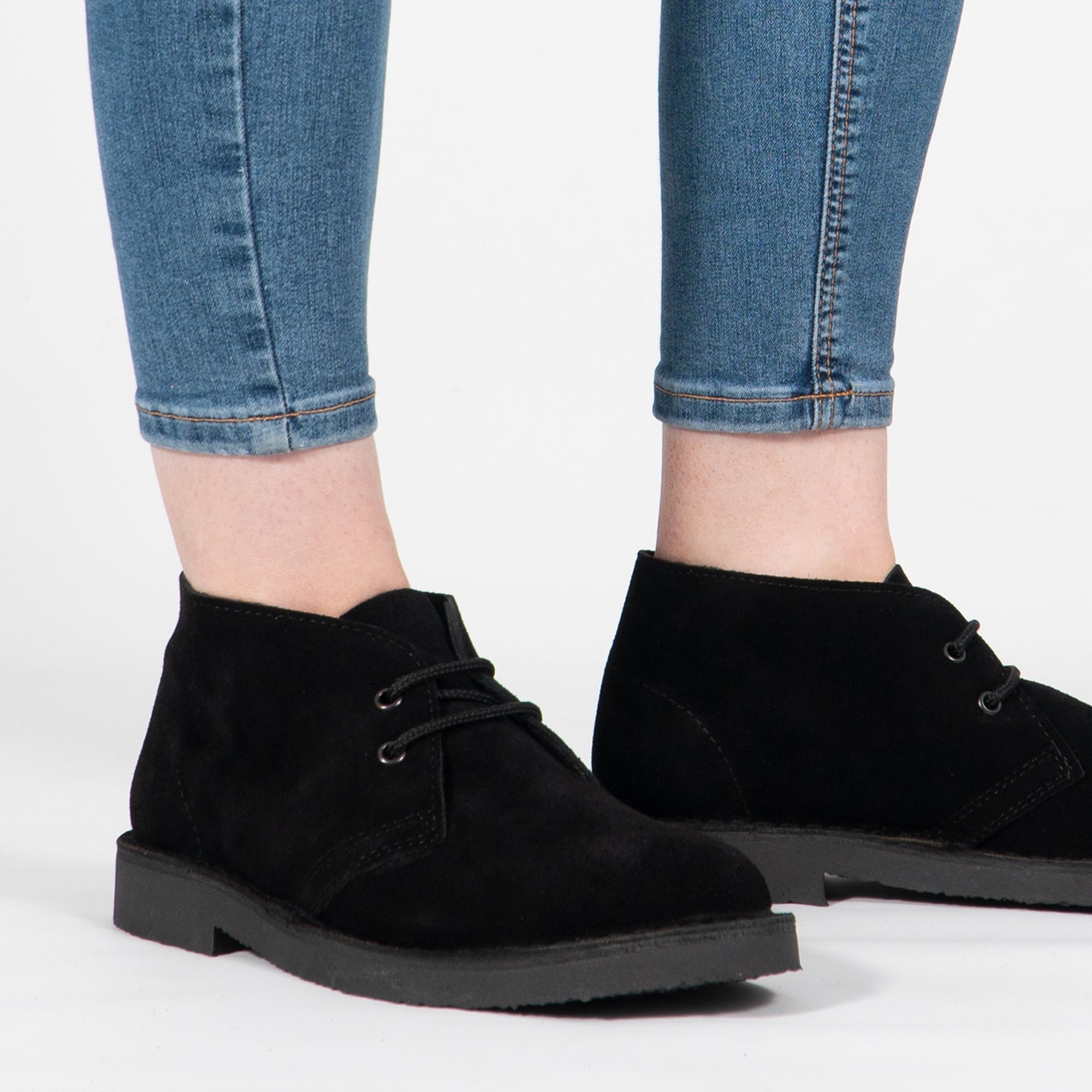 Black leather store desert boots womens